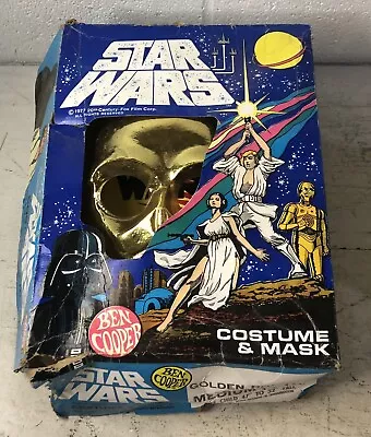 1977 Vintage Star Wars Ben Cooper C-3PO Golden Robot Costume & Mask Box M 8-10 • $22.45