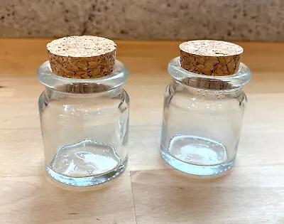 Mini Mason Glass Bottles With Cork Stoppers Set Of 2 Jars (1 Oz) • $9