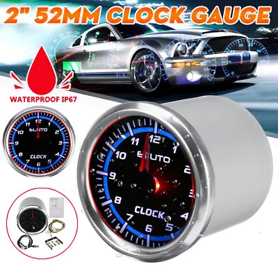 $34.99 • Buy 2  52mm Clock Gauge Meter Red & Blue LED Backlight Waterproof Marine Automotive