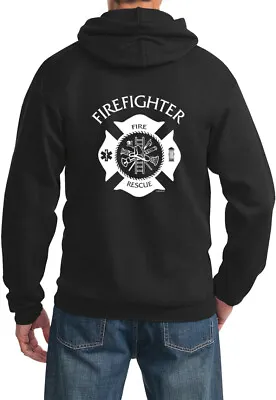 Firefighter Fire Rescue Pullover Hoodie Front And Back • $31.49