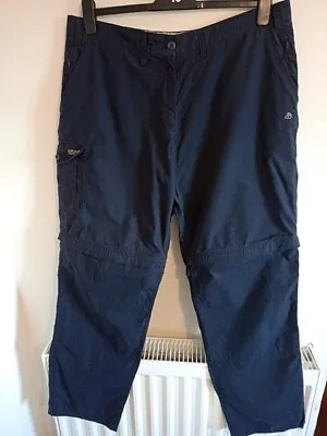 CraigHoppers Size 18 Regular Zip Off Legs Trousers Navy Zip Pockets Elastic Back • £4.99