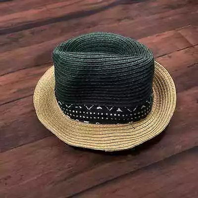 Gymboree Baby Dark Green Tan Fedora Straw Hat  Size 0-6 Months • $8.15