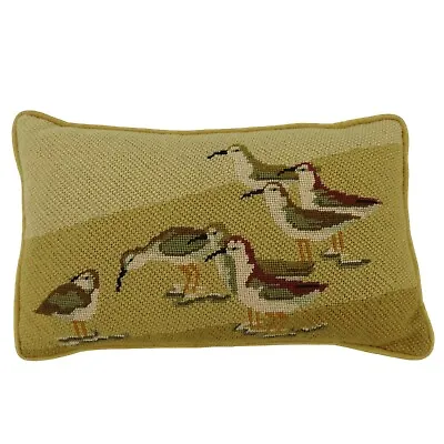 Vintage Seagull Bird Beach Rectangle Needlepoint Throw Accent Pillow Rectangular • $60