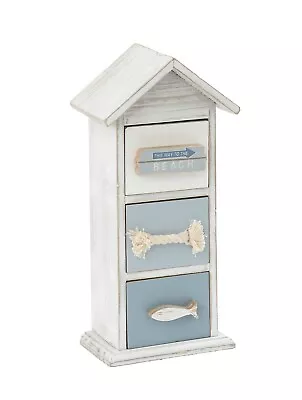 Nautical 3 Drawer Storage Coastal Beach Fish Free Standing Store Home Seaside • £15.49