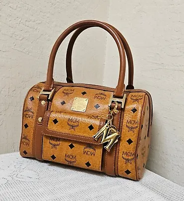 MCM Handbag Boston Medium Brown Satchel AUTHENTIC • $235