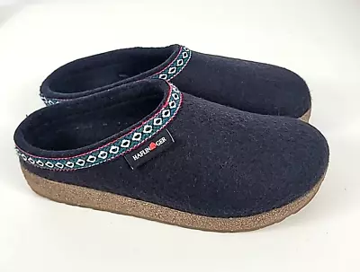 Haflinger Womens GRIZZLY Black Wool Clogs Slippers Sz 38 /US 7 • $74.99