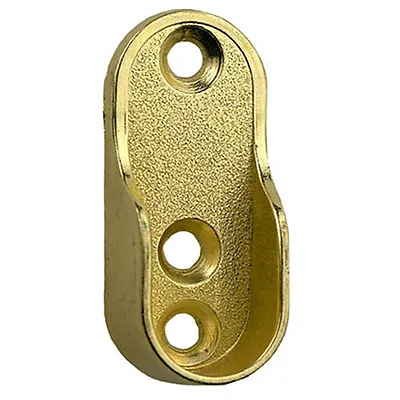 £3.19 • Buy OVAL WARDROBE HANGING RAIL END SUPPORT BRACKETS BRASS GOLD  ENDS 20mm X 45mm