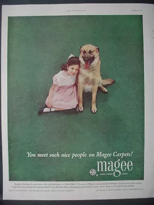 1951 German Shepherd Dog With Girl Magee Carpet Vintage Print Ad 12293 • $4.98