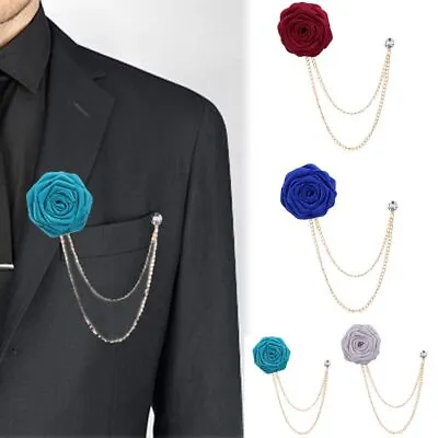 Rose Flower Brooch Lapel Pin Shirt Jacket Collar Suit Corsage Wedding • £3.85