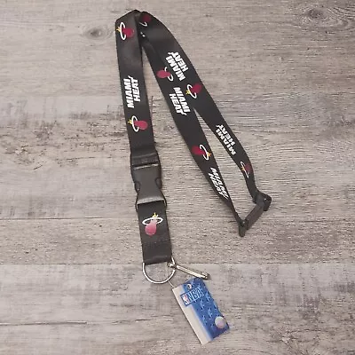 MIAMI HEAT Black Lanyard Keychain W/ Clip - Rev 2 Sided Design NBA Licensed NEW • $8.59