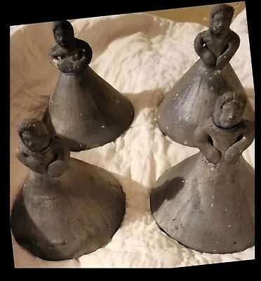 Mexico Black Pottery Barro Woman Folk Art Handmade Bell Vintage  • $17