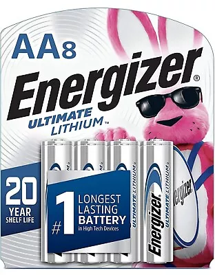 Energizer L91BP-8 Ultimate Lithium AA Batteries (8-Pack) 20 Year Shelf Life 2042 • $17