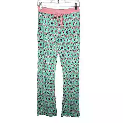 Munki Munki Small Green Pink Novelty Print Pig Print Pajama Sleep Pants Women's • $19.99