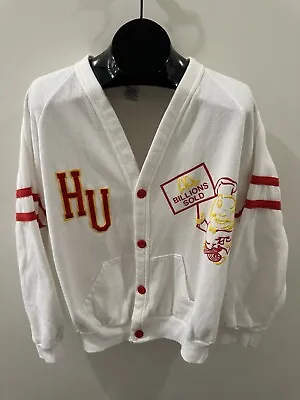 Vintage McDonald’s Cardigan 70’s 80’s White “Billions Sold” White Size XL Stains • $70