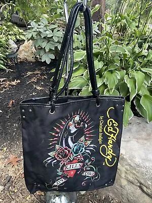 $39.99 • Buy ED HARDY By Christian Audigier Nylon Printed Tote Shopper Bag Handbag Unisex