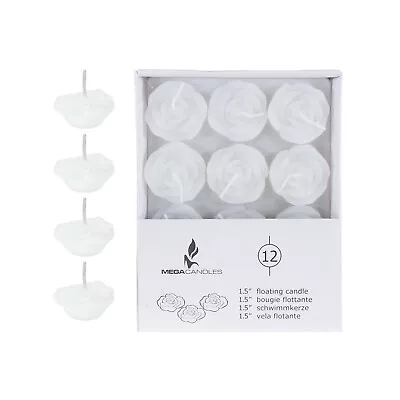 Mega Candles - Unscented 1.5  Floating Flower Candles - White Set Of 12 • $9.99