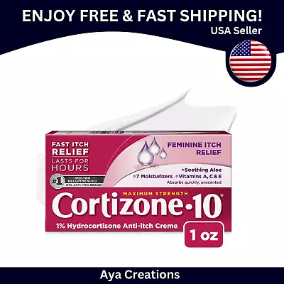 Cortizone 10 Maximum Strength Feminine Itch Relief Cream Aloe Vera Scent-1 Oz. • $8.55