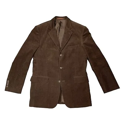 Tasso Elba Blazer Mens M Medium Brown Corduroy Cotton Paisley Lined Sport Coat • $33.95