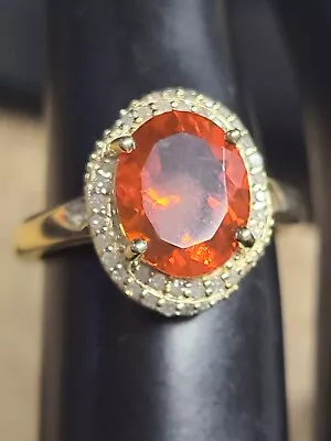 JTV Orange Mexican Fire Opal 10k Yellow Gold Ring 1.63ctw • $324.95