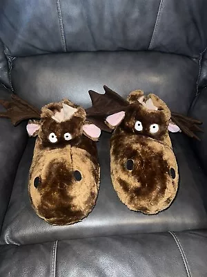 Vintage Carousel Moose Slippers.  Rocky & Bullwinkle House Shoes 1986 • $37