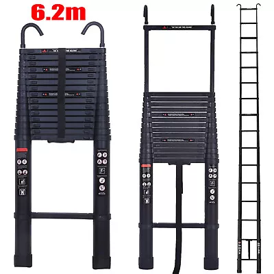 Telescopic Ladder Foldable Aluminum Telescoping Extension Ladder With Hook EN131 • $36