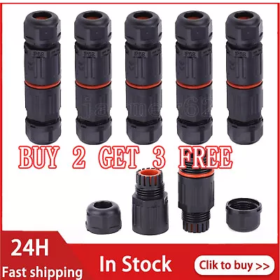 IP68 Waterproof Straight Connector Industrial Electrical Cable 2/3 Pin Connector • £3.27