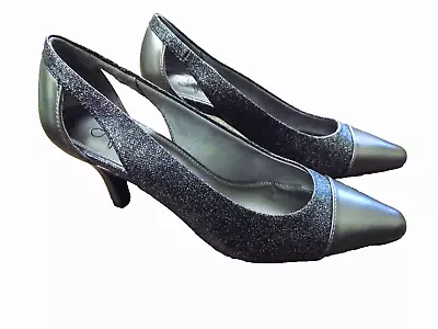 Life Stride Soft System 2.5  Heels Cap Toe Pump Metallic Gray Sparkle 7 Classy • $19.99