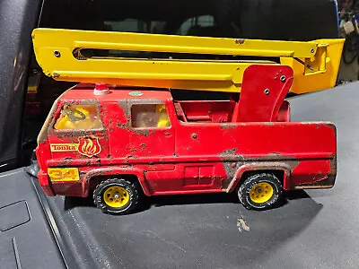 Vintage Pressed Metal Tonka Snorkel Fire Truck #34 Raising Bucket Red Yellow • $29.95
