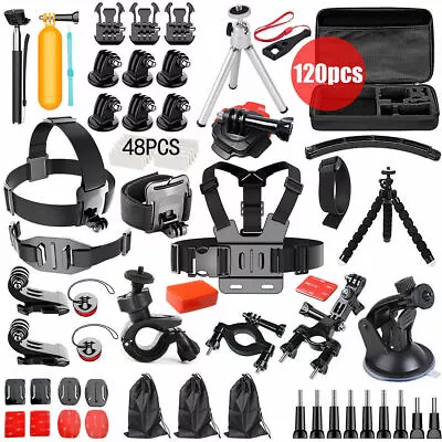 120pcs GoPro Hero  9 8 7 6 5 4 Accessories Pack Case Chest Head Floating Monopod • $31.99