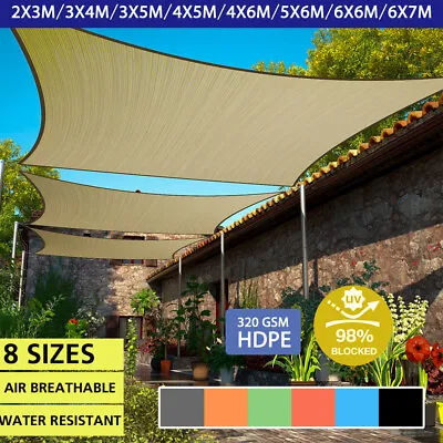 $51.29 • Buy 320GSM HDPE Shade Sail Waterproof UV Block Canopy Awning Shade Cloth Rectangle