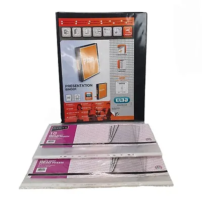 Elba Vision Ring Binder A3 Portrait & 2 X Ryman Premium Punched Pockets 10 Pack • £23.99