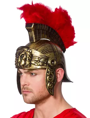 NEW Roman Centurion Helmet With Feathers Adult Mens Fancy Dress Accessories • £11.99