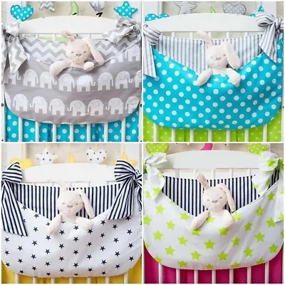 New COT BED TIDY ORGANISER BAG HANGING STORAGE For Toys Wipes + DECORATIVE BOWS • £11.99