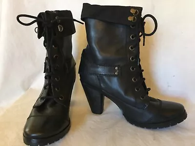 DIBA Womens Heeled Combat Ankle Boot With LUG PLATFORM -black 8.5 • $19.99