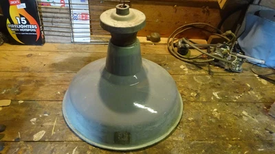 £45 • Buy Vintage Industrial Enamel Benjamin RLM Pendant Light Fitting All Original Grey