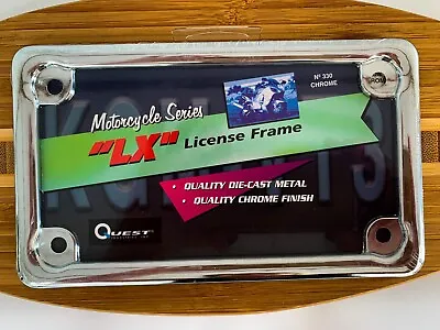 Motorcycle License Plate Frame Silver Tone Chrome Quality Die-cast Metal NEW 330 • $8.98