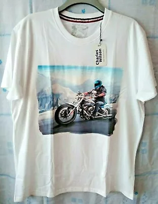 Charles Wilson 'Motorcycle' T-Shirt Size Small -  BNWT  - RRP £19.95 (ref 539) • £5.89