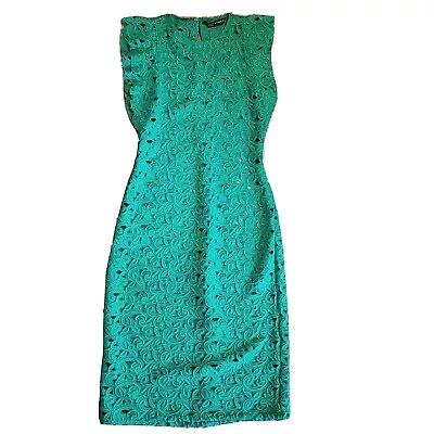 ZARA WOMAN Solid All Green Lace Short Sleeve Zip Back Dress Womens Size XS • $39.99