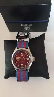 Seiko 5 Sports SRP305K1 Cal.4R36 FC Barcelona Day Date Box Automatic Mens Watch • $358