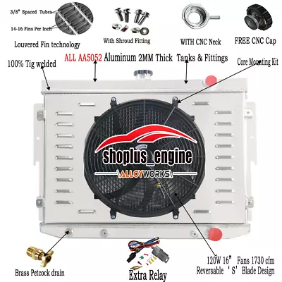 3Row Radiator Shroud Fan+Relay 73-78 Fit Dodge Coronet/Chrysler Newport Mopar V8 • $181.44