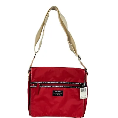 Ralph Lauren Vintage Polo Sport Red Messenger Crossbody Bag Spell Out Flap NEW • $39.99