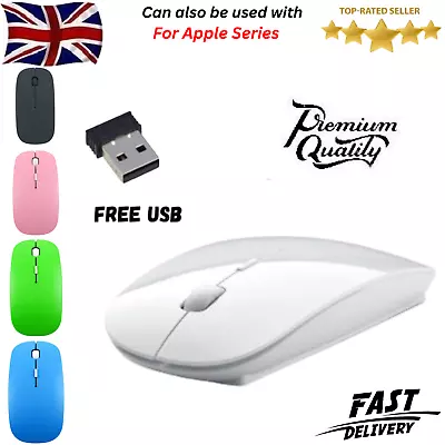 2.4GHz Wireless Cordless Mouse Slim Mice Optical Scroll PC Laptop Computer USB • £3.59