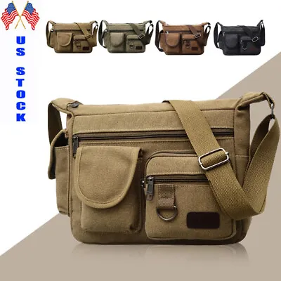 Men Retro Canvas Cross Body Bag Backpack Messenger Shoulder Book Bags Satchel AS • $17.99