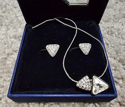 Authentic Swarovski Crystal White Jewelry Set Necklace And Earrings. • $51.07