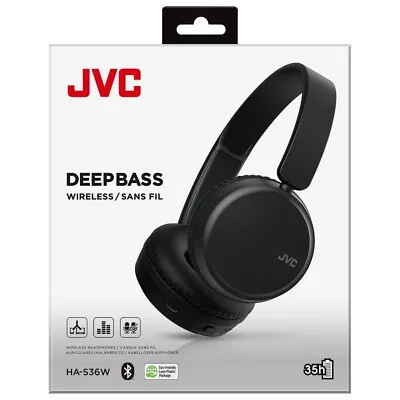 JVC Deep Bass HA-S36W Wireless Bluetooth  On-Ear Headphones/Black • £27.99