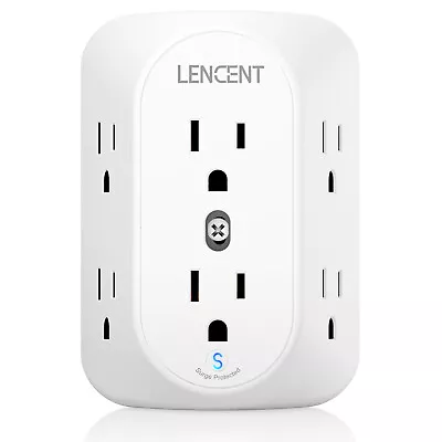 LENCENT 6 Outlet Extender Surge Protector 1728J Multi Plug Wall Tap Adapter • $10.99