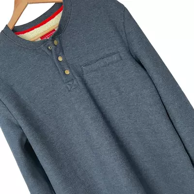 COLEMAN Mens L Thermal Waffle Knit Navy Blue Long Sleeve Henley Pullover Sweater • $18.25