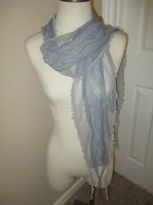 Gray Lace Country Chic Prairie Romantic Oblong Scarf 71  • $8.99