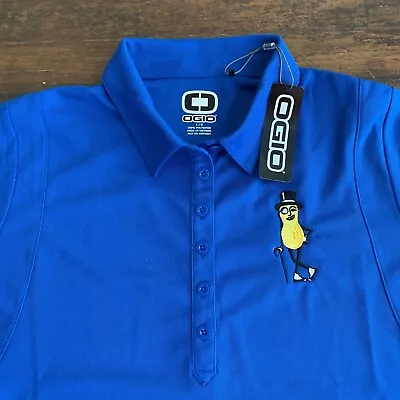 NWT OGIO Women’s Polo Embroidered Blacktop Mr. Peanut Size L Performance Blue • $17.95