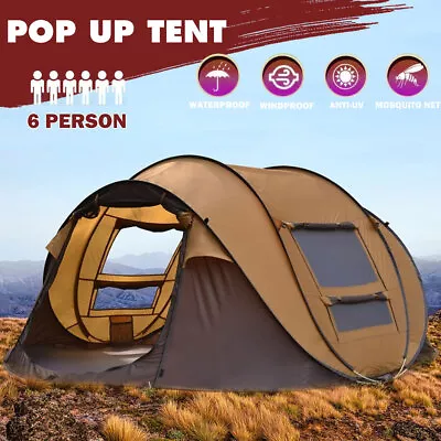 Waterproof Instant Beach Camping Tent 6 Person Pop Up Tents Family Hiking Dome B • $95